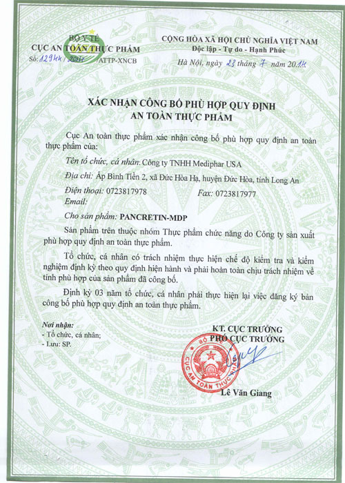 PANCRETIN-MDP: HỘP 10 VỈ X 10 VIÊN NÉN