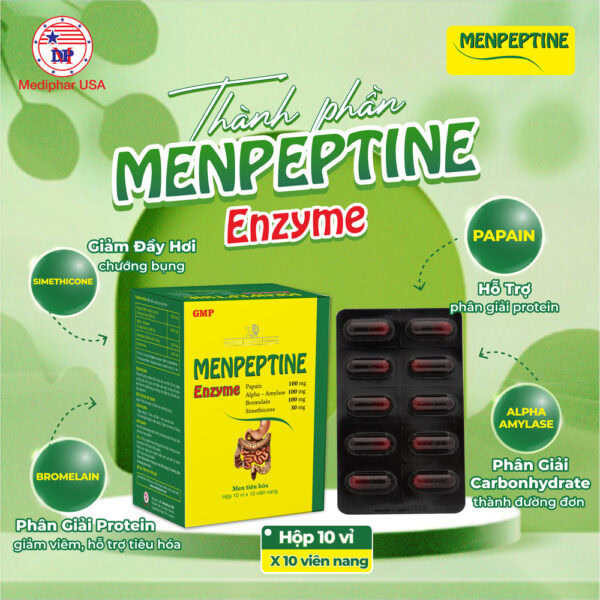 MENPEPTINE ENZYME - HỘP 1 CHAI 60 VIÊN