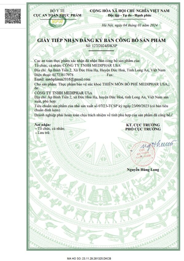 THIÊN MÔN BỔ PHẾ MEDIPHAR USA